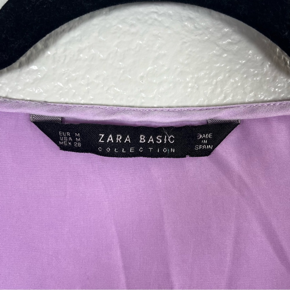 Zara Lilac Double-Ruffle Sleeve Blouse Women’s Medium - Picture 3 of 7